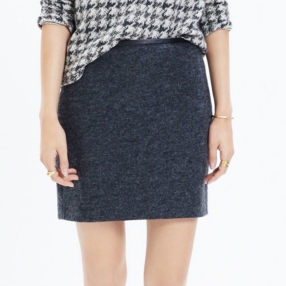 Madewell Gamine Wool mini skirt with leather trim